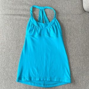 Bright blue lululemon tank top scoop neck size 4